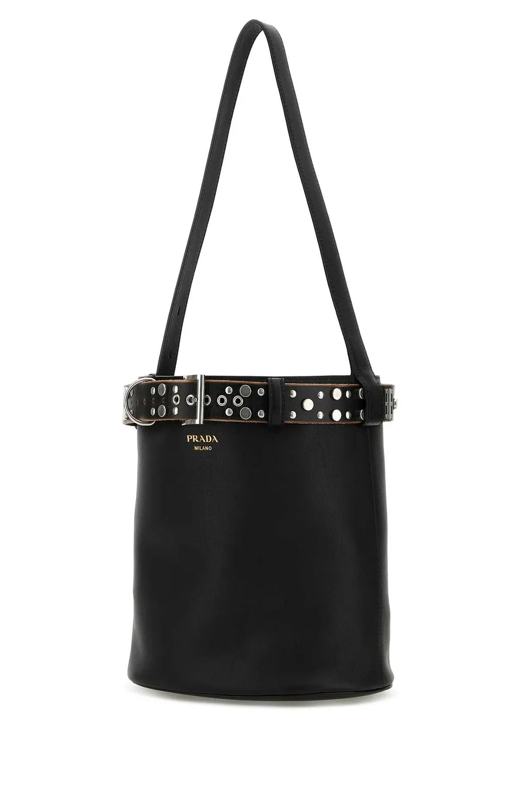 Prada Stud-Embellished Belt Bucket Bag