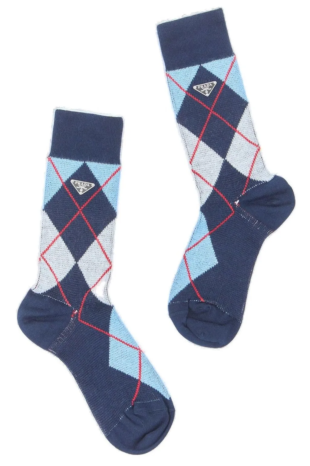 Prada Triangle-Logo Argyle Socks