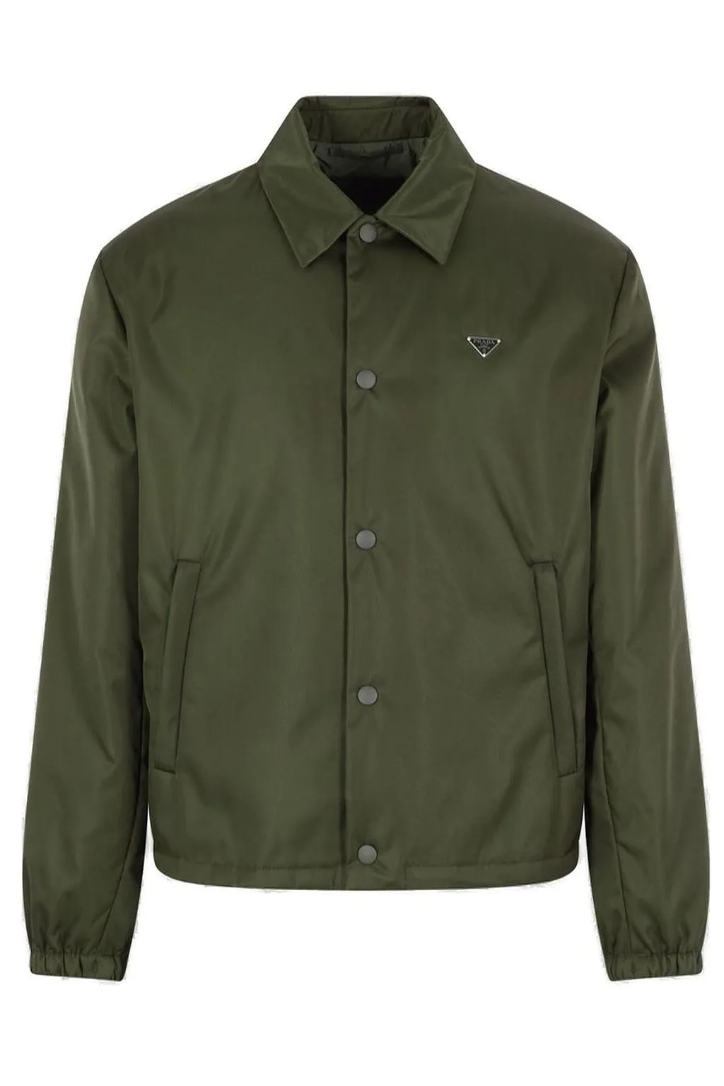 Prada Triangle-Logo Button-Up Coat