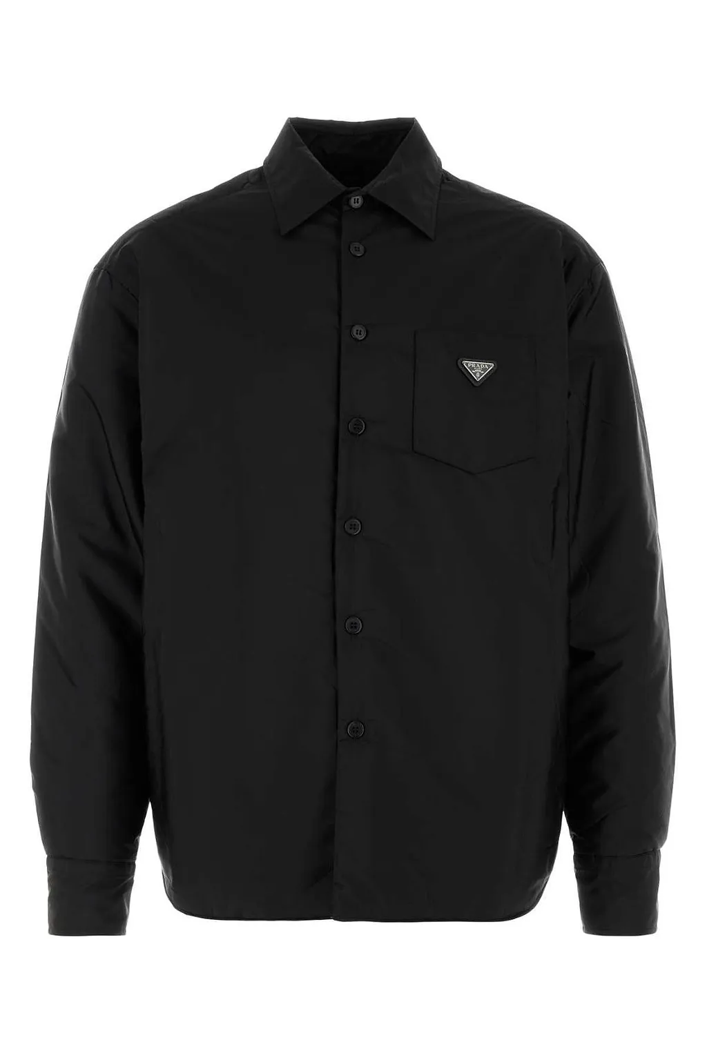 Prada Triangle-Logo Button-Up Shirt Jacket