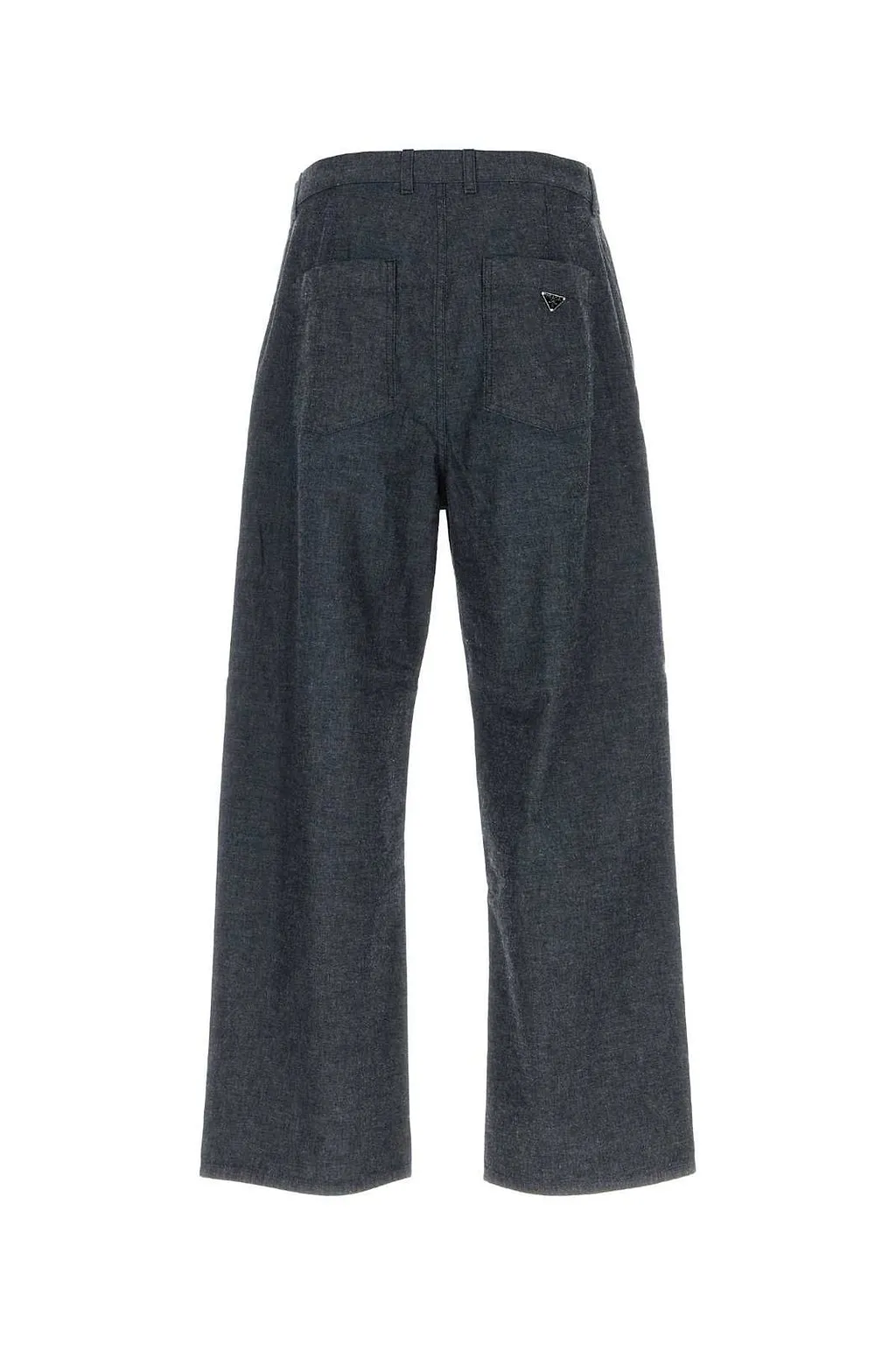 Prada Triangle-Logo Chambray Pants