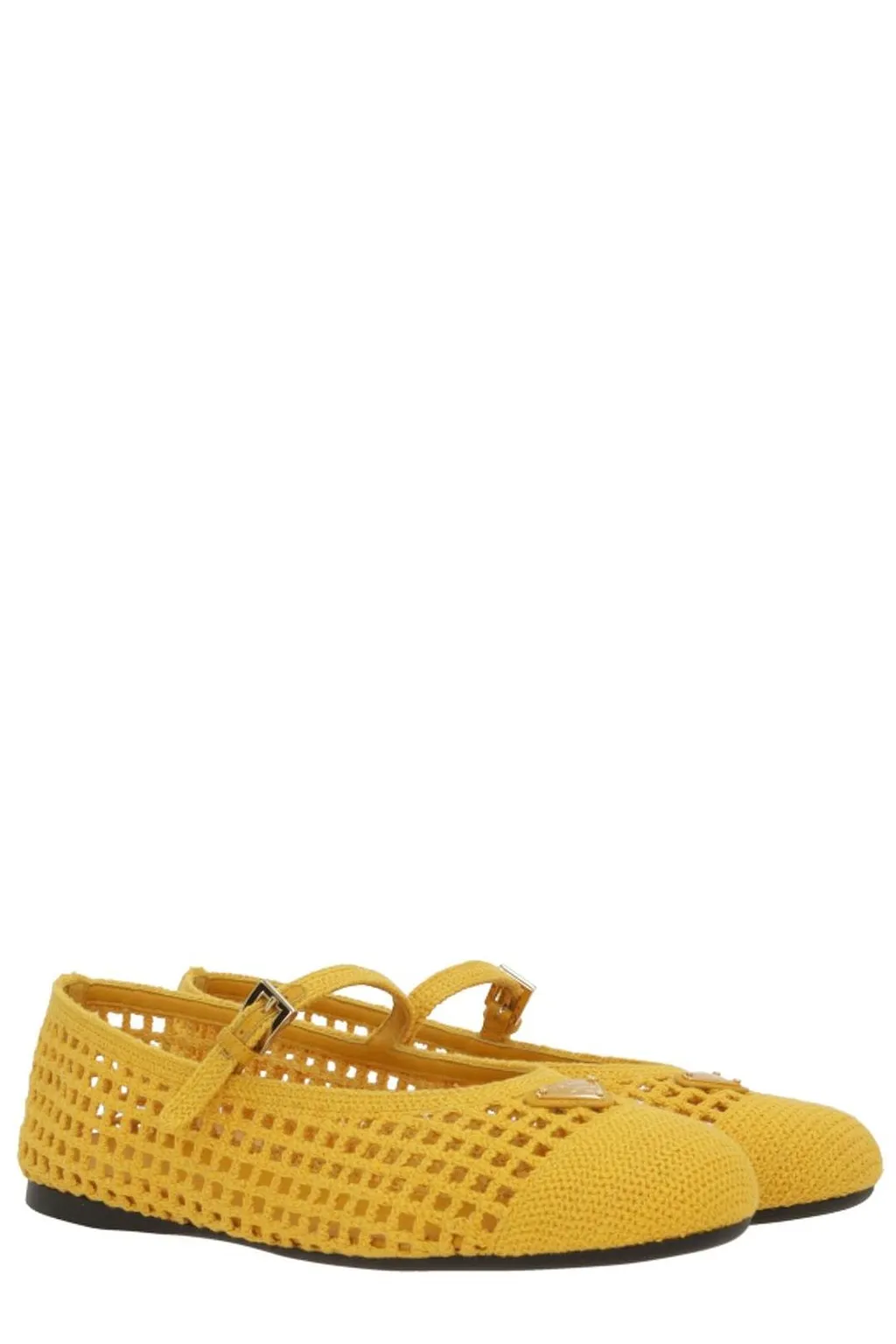 Prada Triangle-Logo Crochet Ballerinas