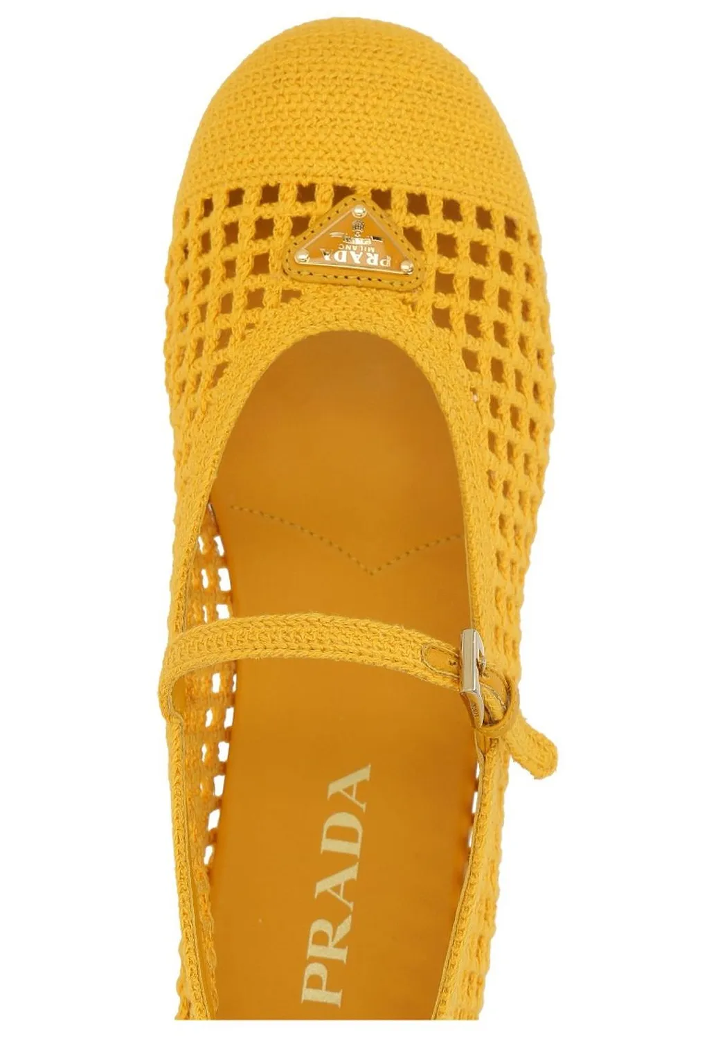Prada Triangle-Logo Crochet Ballerinas