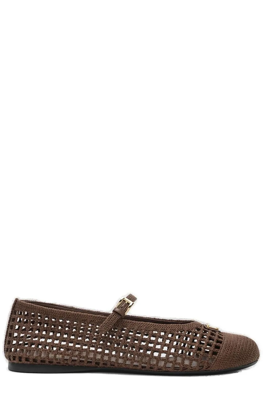 Prada Triangle-Logo Crochet Ballerinas
