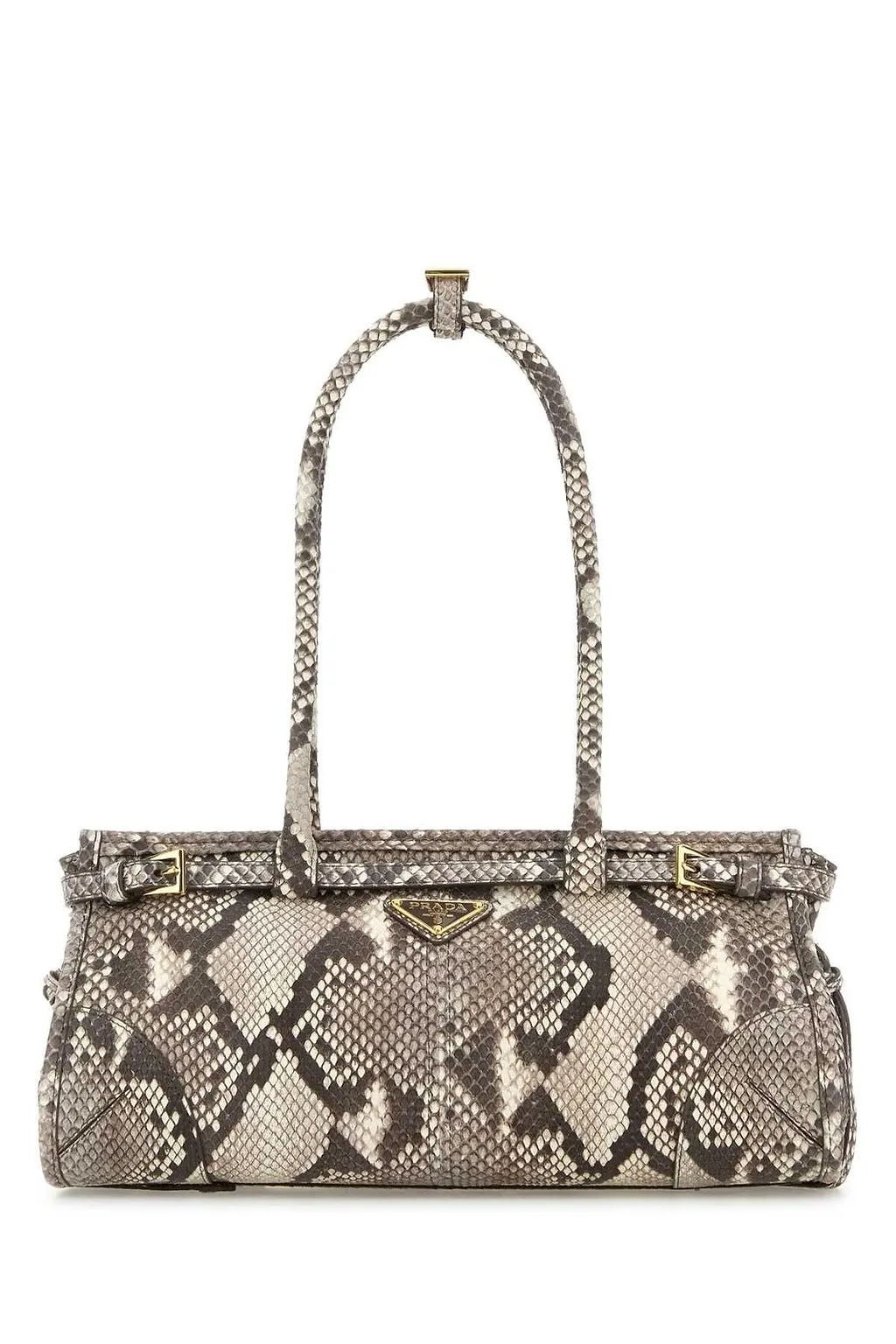 Prada Triangle-Logo Embossed Shoulder Bag