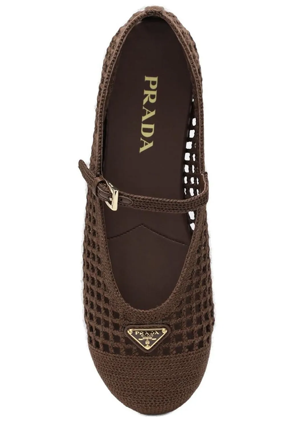 Prada Triangle-Logo Crochet Ballerinas