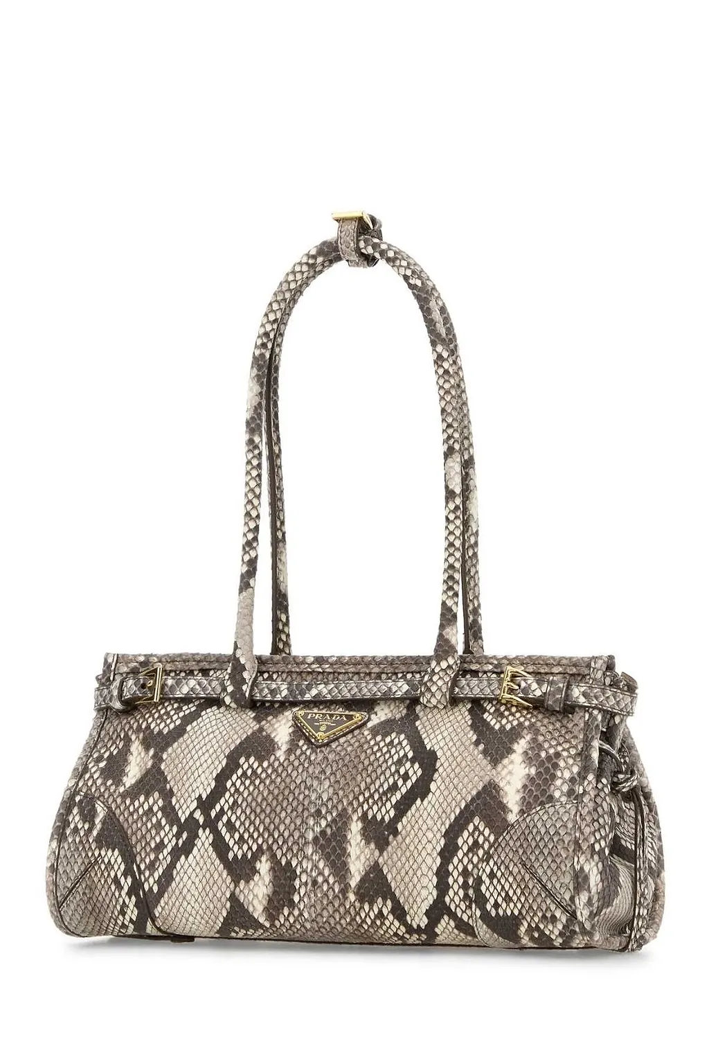 Prada Triangle-Logo Embossed Shoulder Bag