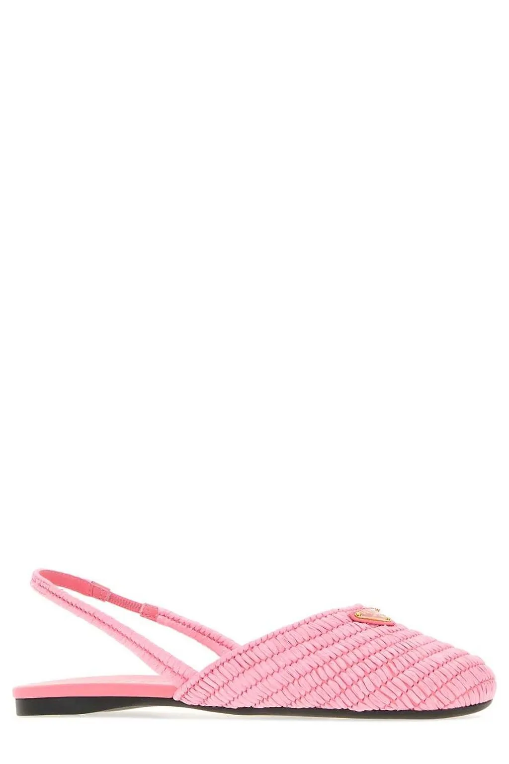 Prada Triangle-Logo Crochet Ballet Flats
