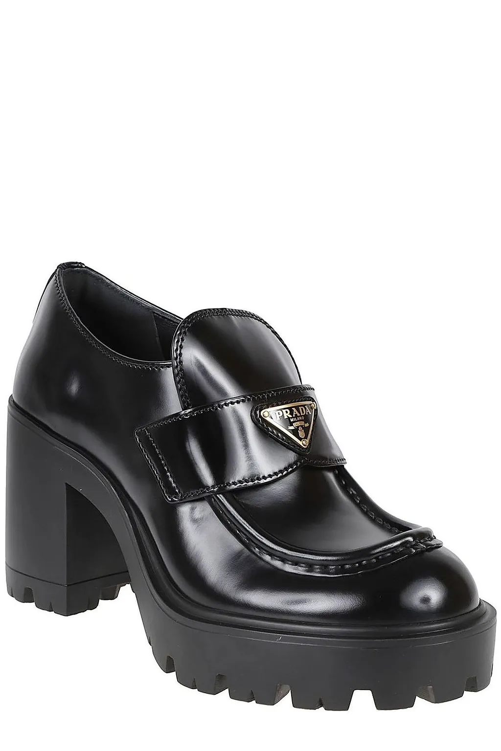 Prada Triangle-Logo Heeled Loafers