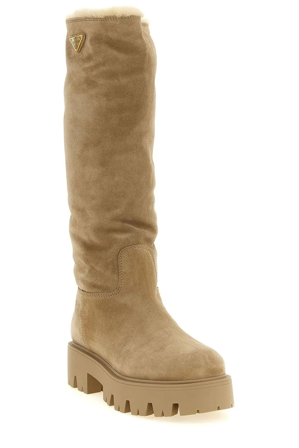 Prada Triangle-Logo Round-Toe Boots