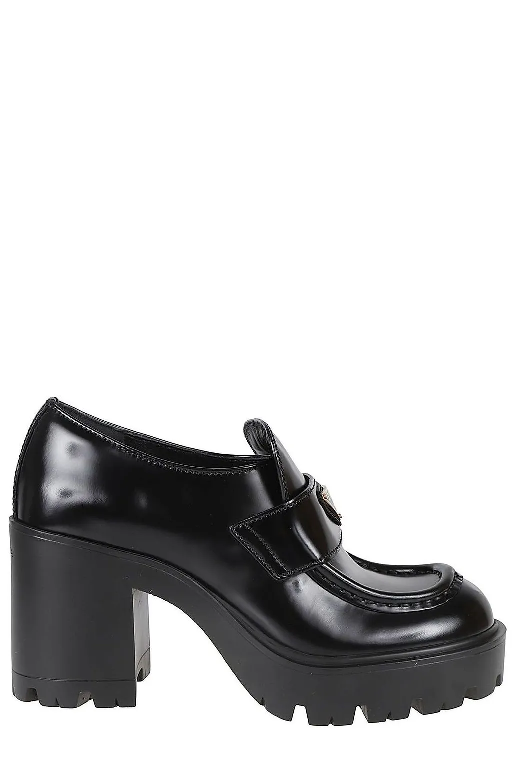 Prada Triangle-Logo Heeled Loafers