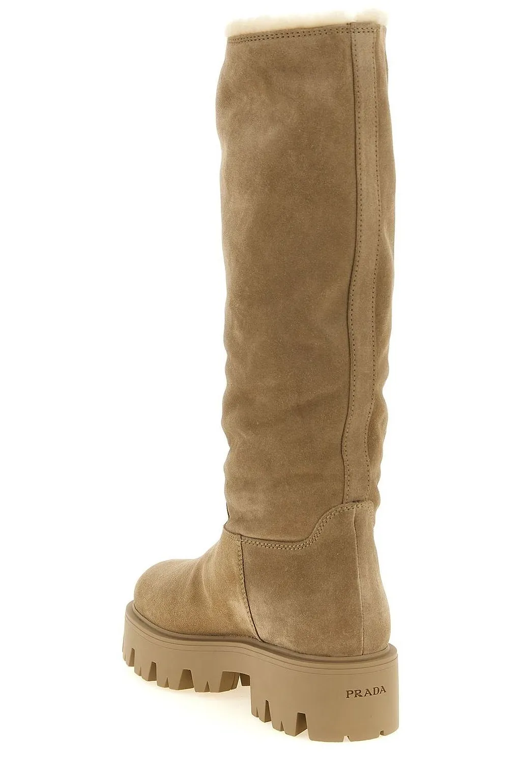 Prada Triangle-Logo Round-Toe Boots