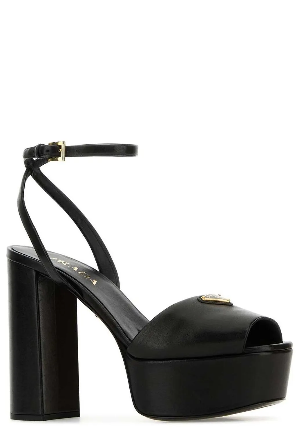 Prada Triangle-Logo High-Heeled Platform Sandals