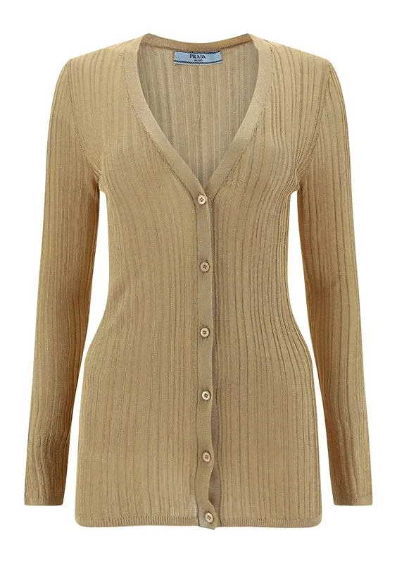 Prada Triangle Logo Knitted Cardigan