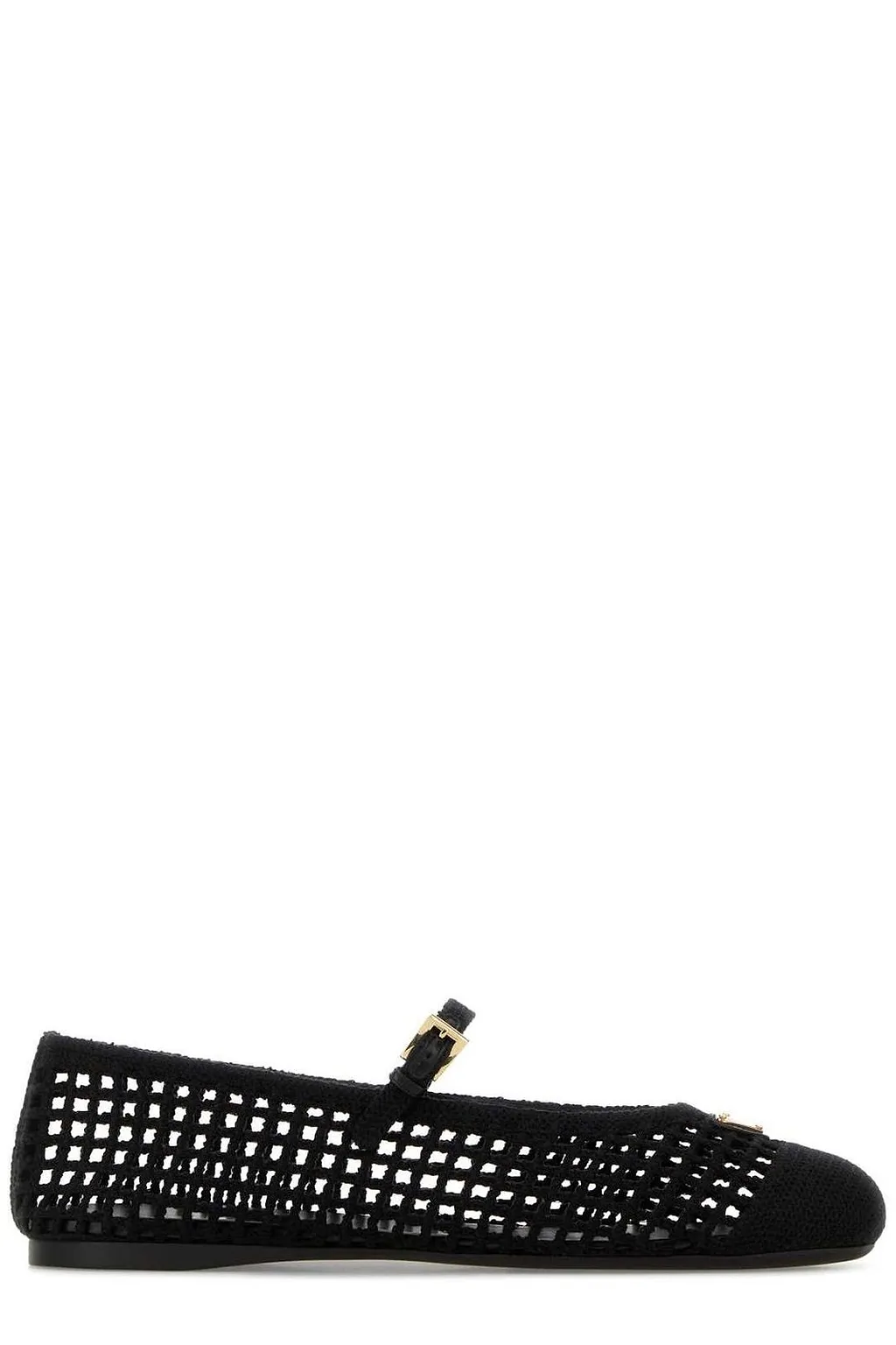 Prada Logo Plaque Crochet Ballerinas