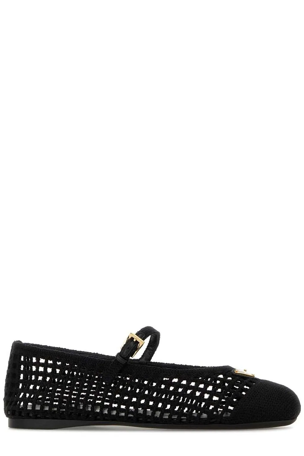 Prada Logo Plaque Crochet Ballerinas