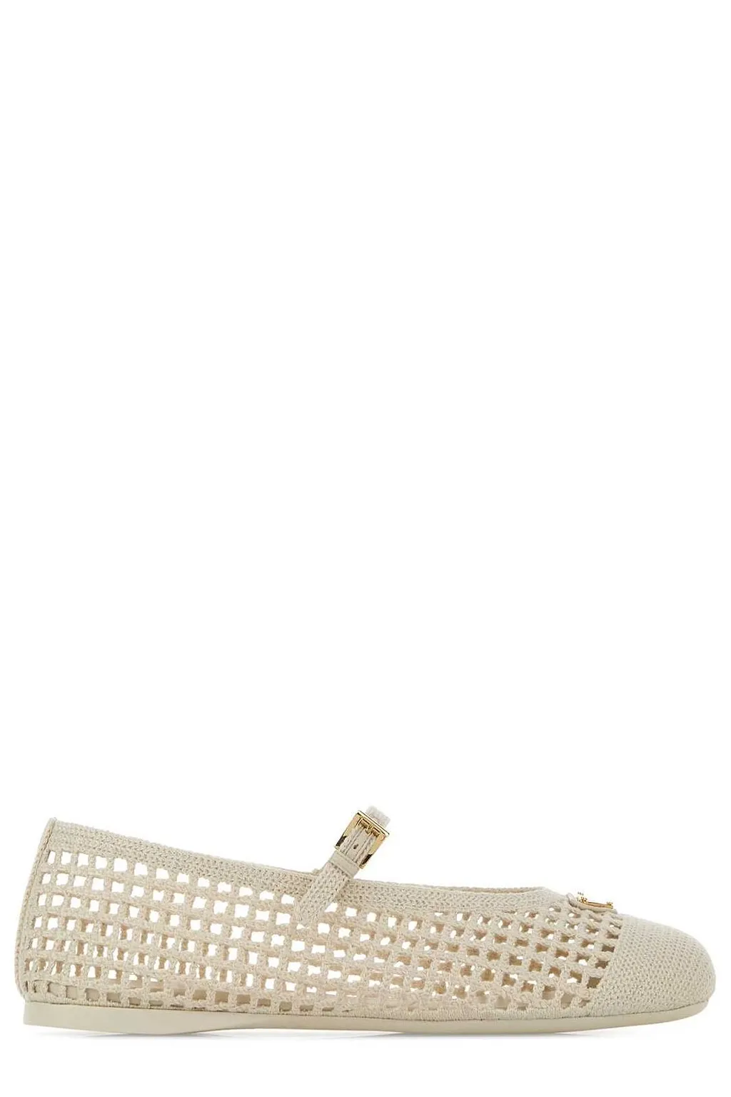 Prada Triangle-Logo Mesh Ballerinas