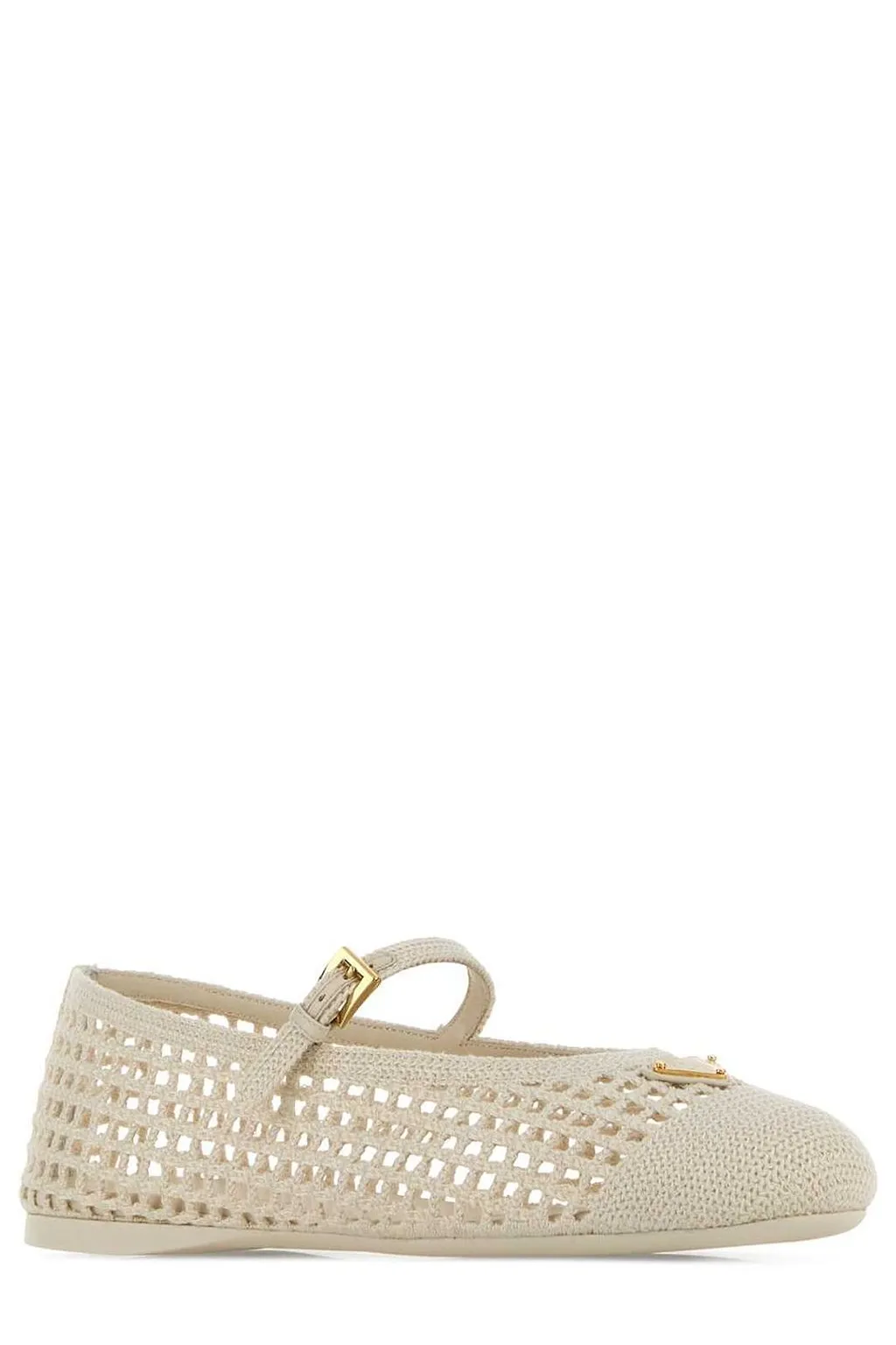 Prada Triangle-Logo Mesh Ballerinas