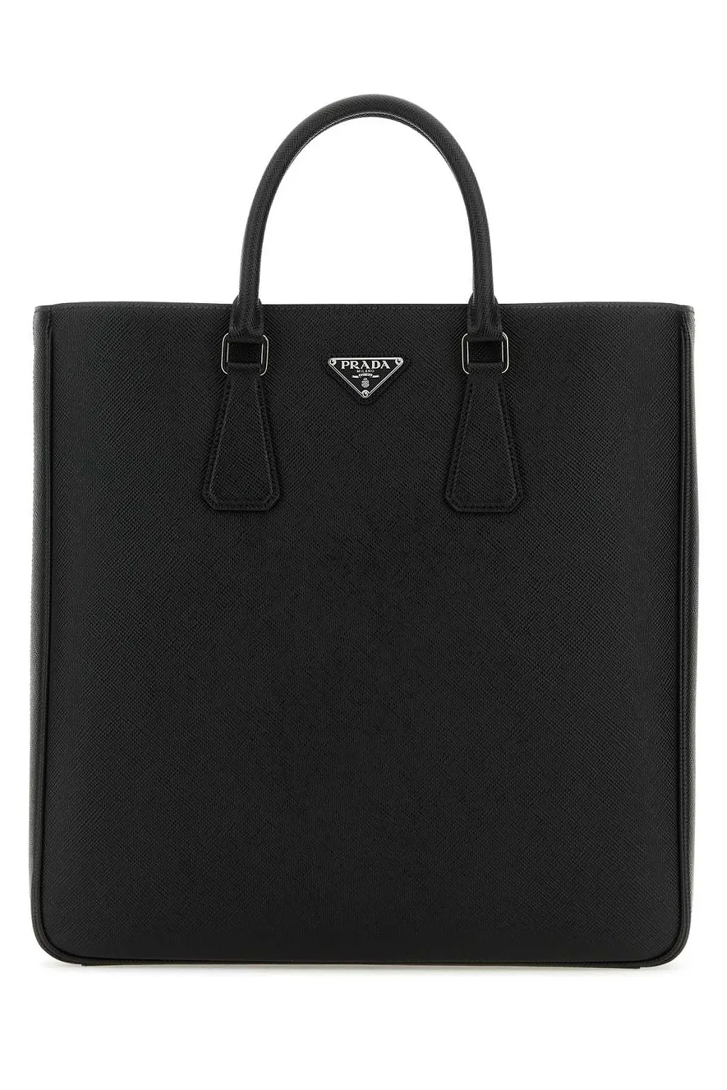 Prada Triangle-Logo Open-Top Tote Bag