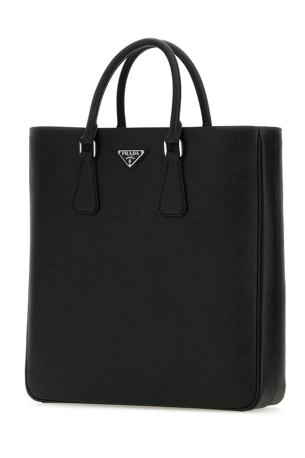 Prada Triangle-Logo Open-Top Tote Bag