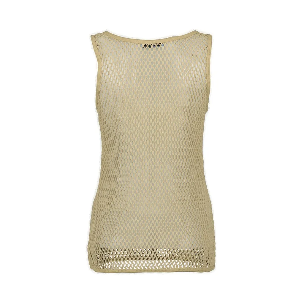 Prada Triangle-Logo Open-Knit Tank Top