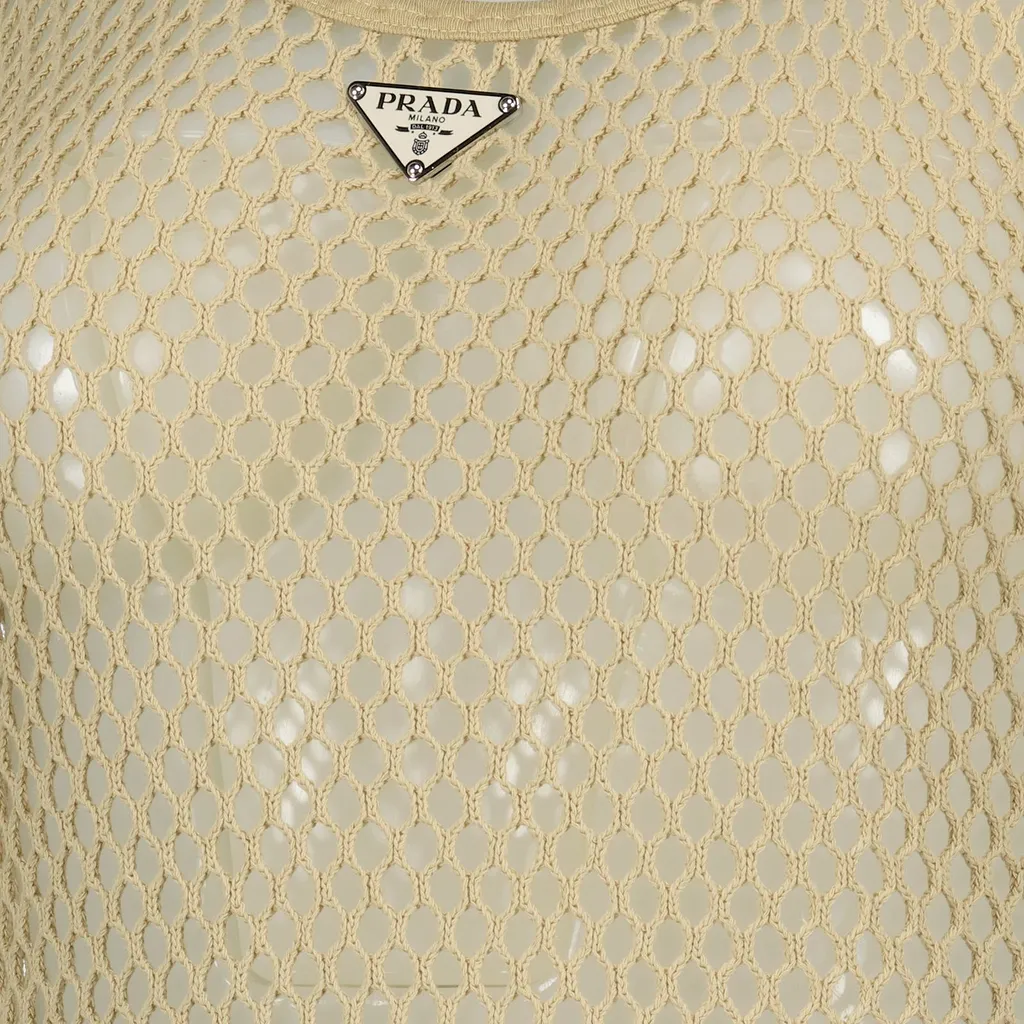Prada Triangle-Logo Open-Knit Tank Top