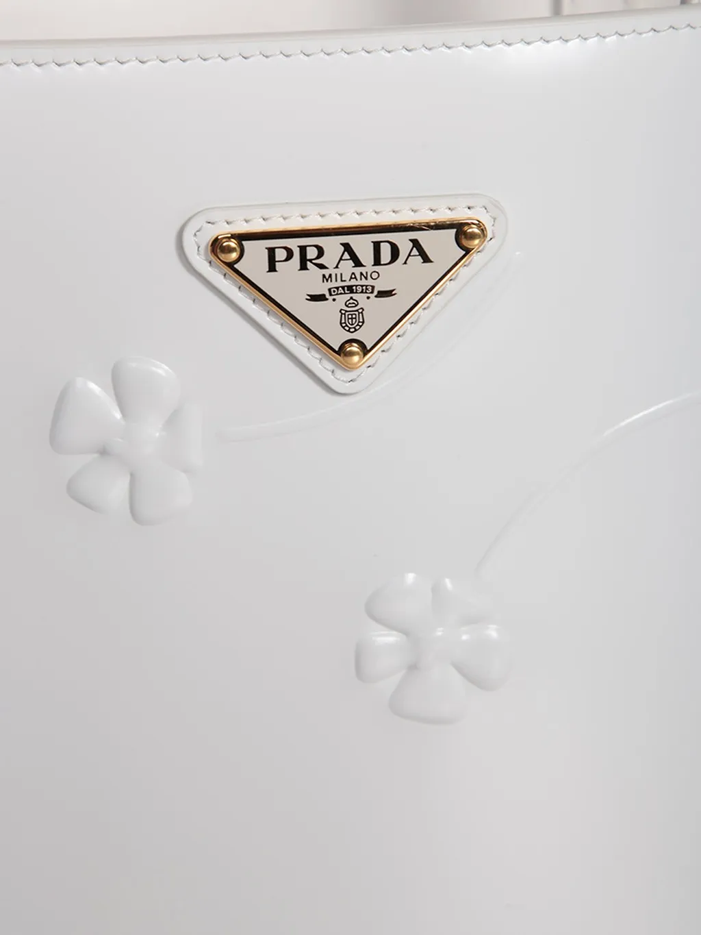 Prada Triangle Logo Plaque Cylinder Shaped Tote Bag