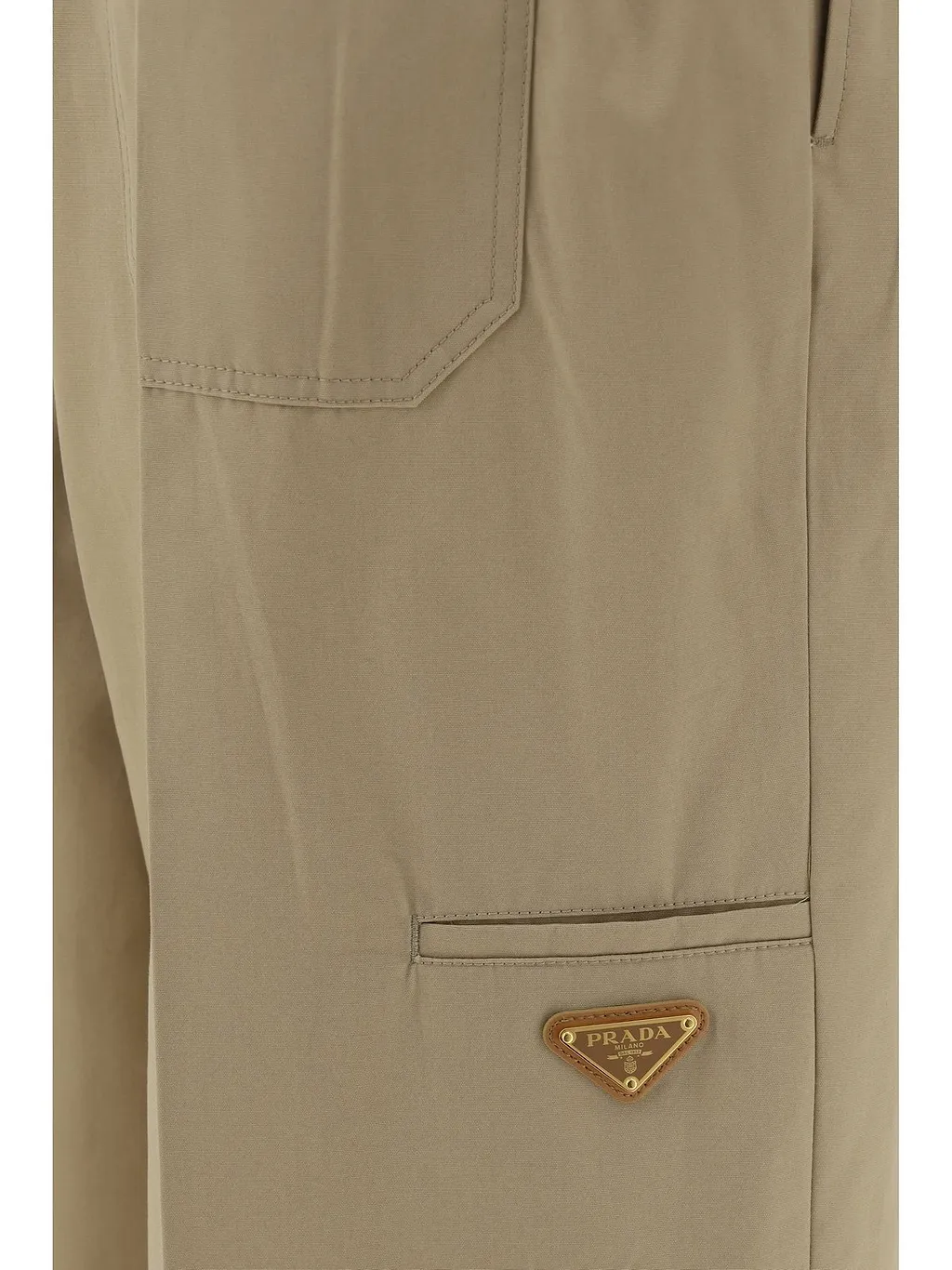 Prada Triangle-Logo Plaque Wide-Leg Pants