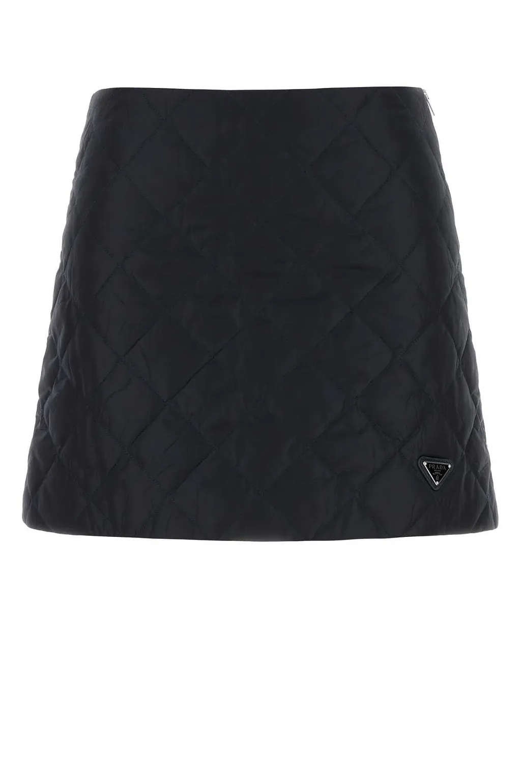 Prada Triangle-Logo Quilted Mini Skirt