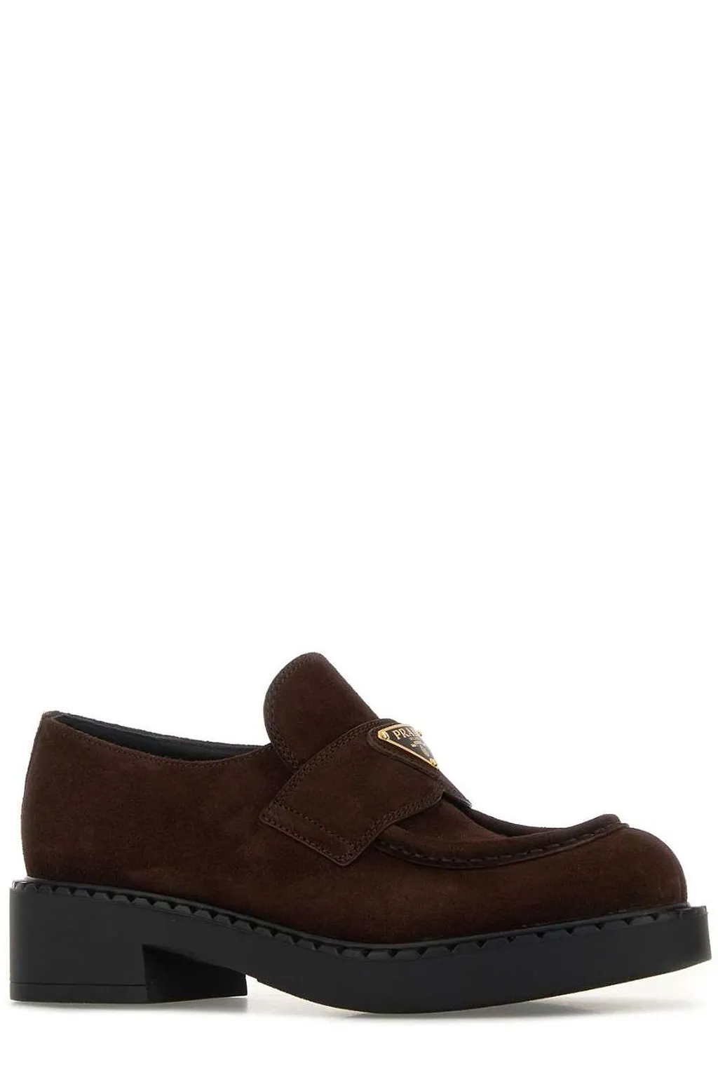 Prada Triangle-Logo Round-Toe Loafers