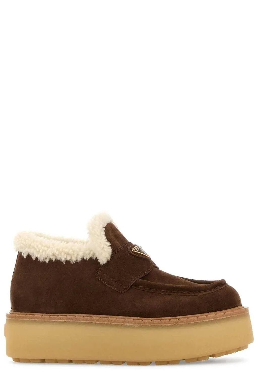Prada Triangle-Logo Round-Toe Loafers