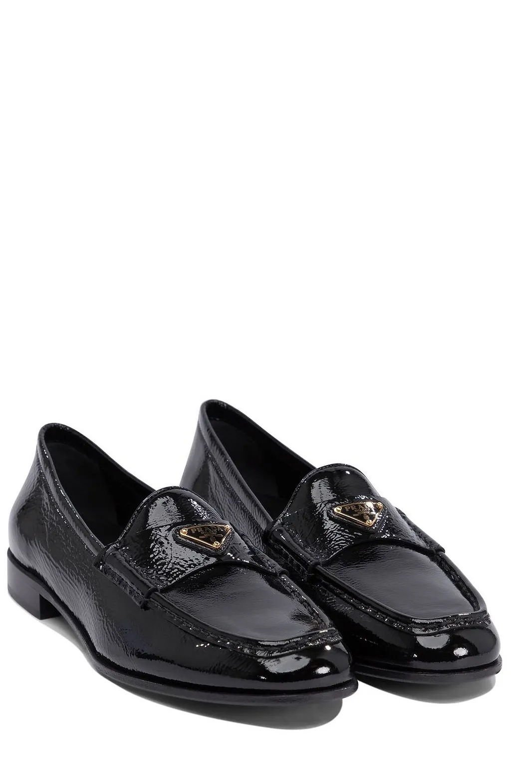 Prada Triangle-Logo Round-Toe Loafers