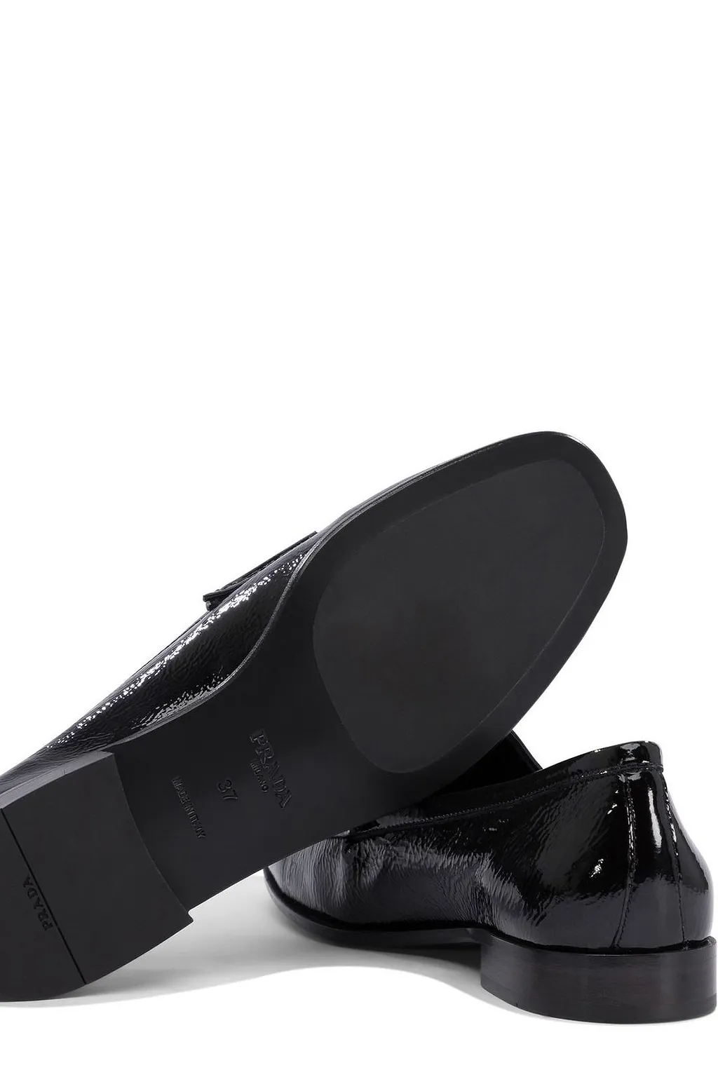 Prada Triangle-Logo Round-Toe Loafers