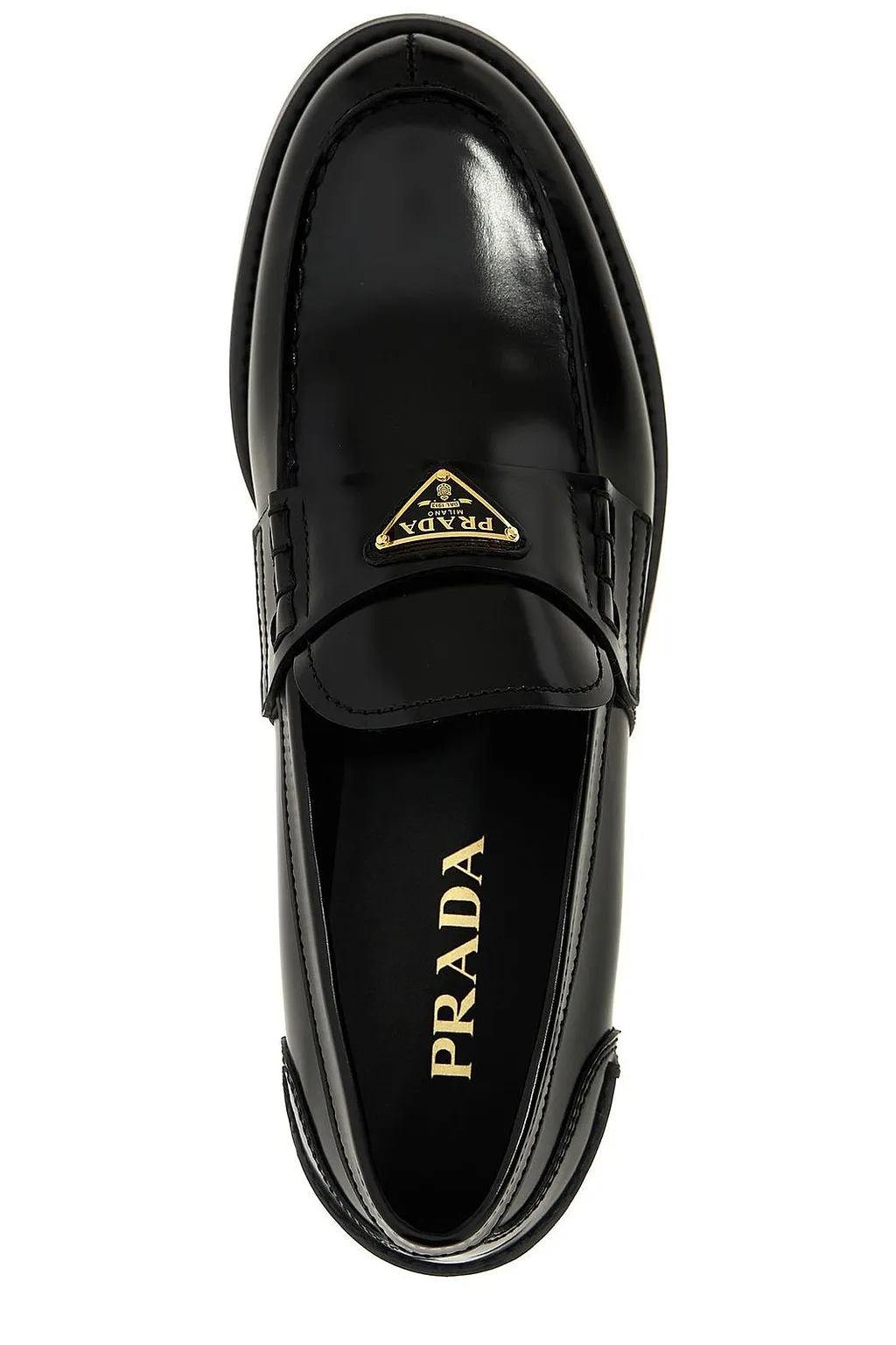 Prada Logo Plaque Slip-On Loafers