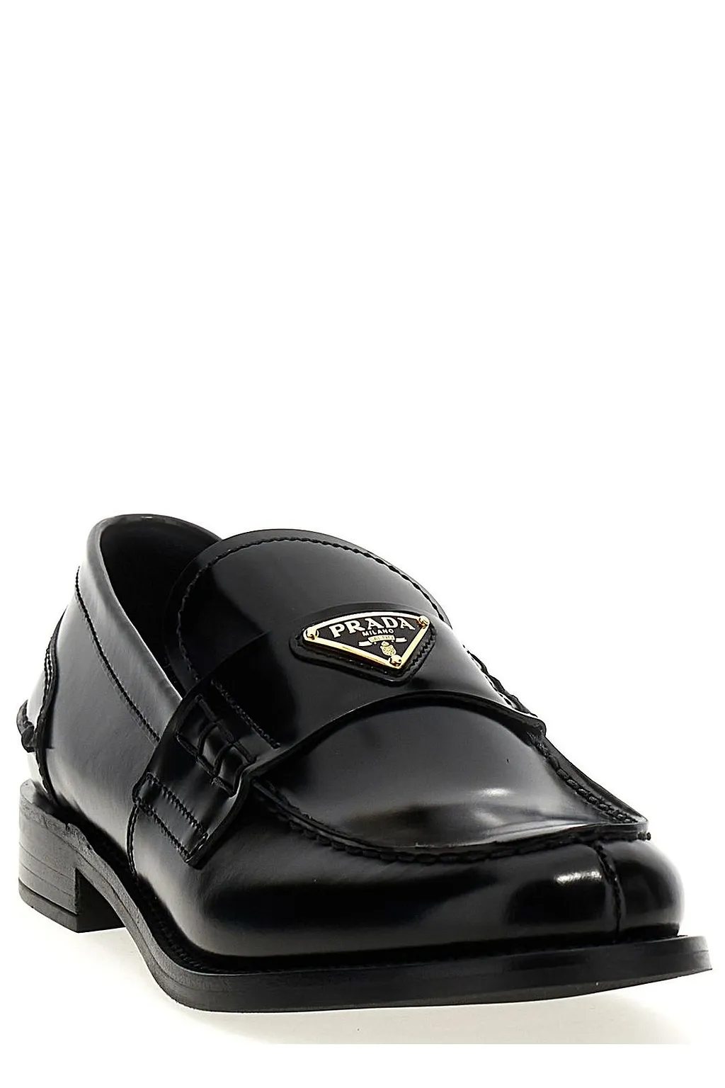 Prada Logo Plaque Slip-On Loafers