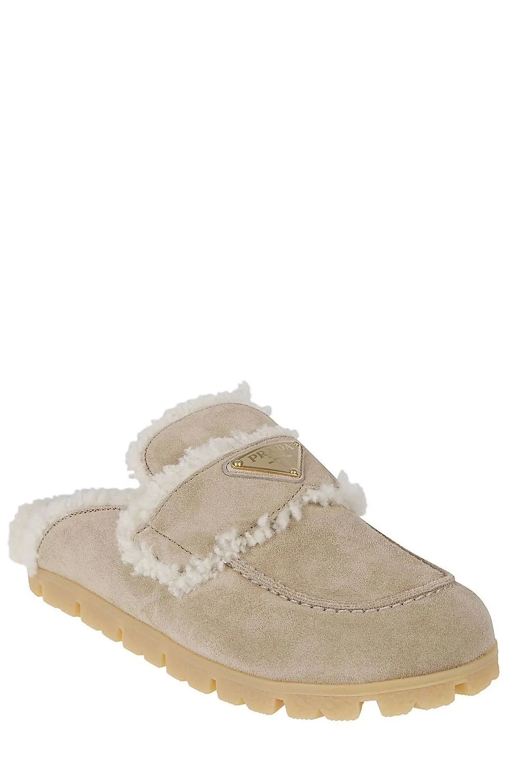 Prada Triangle-Logo Slip-On Sandals