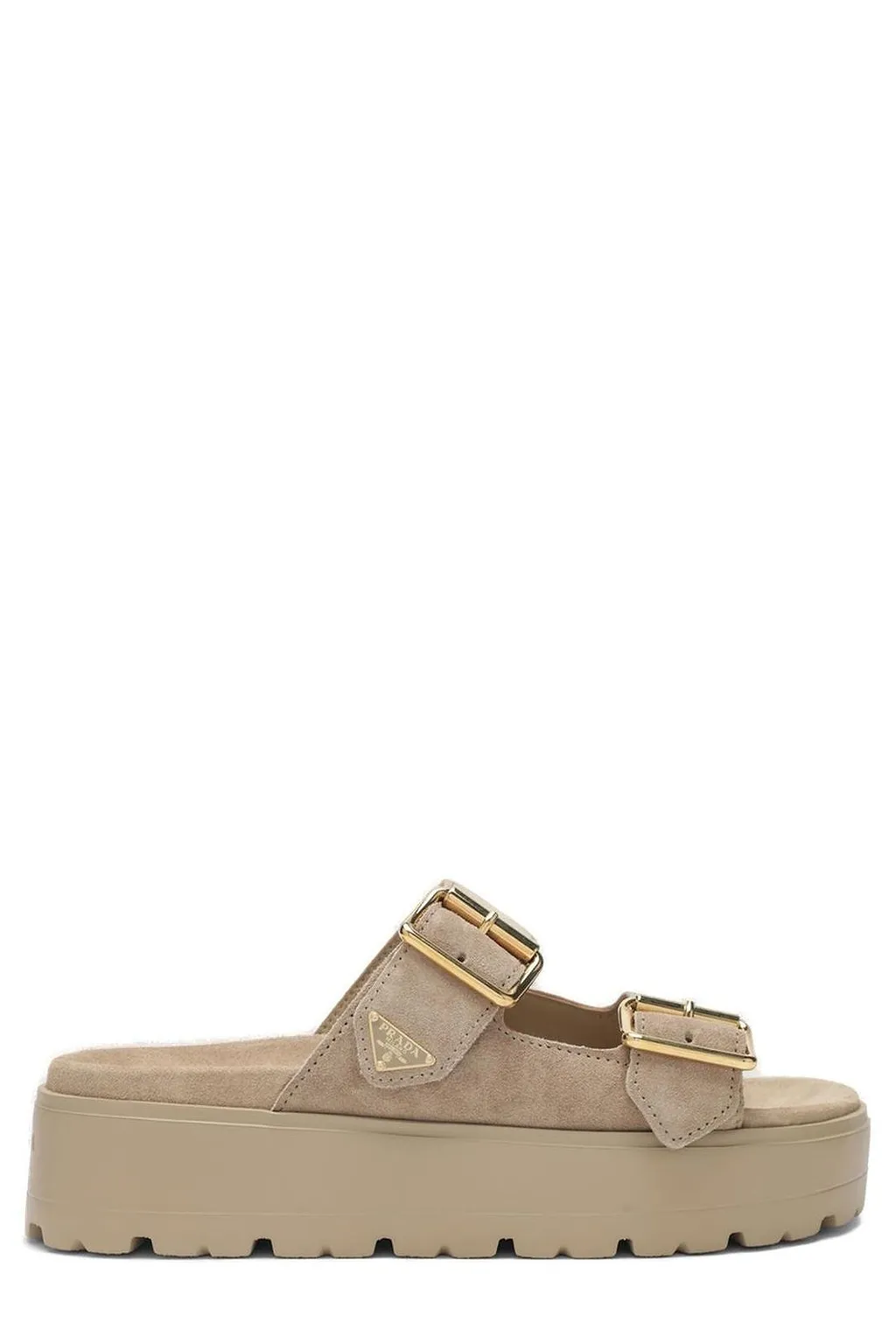 Prada Triangle-Logo Slip-On Sandals