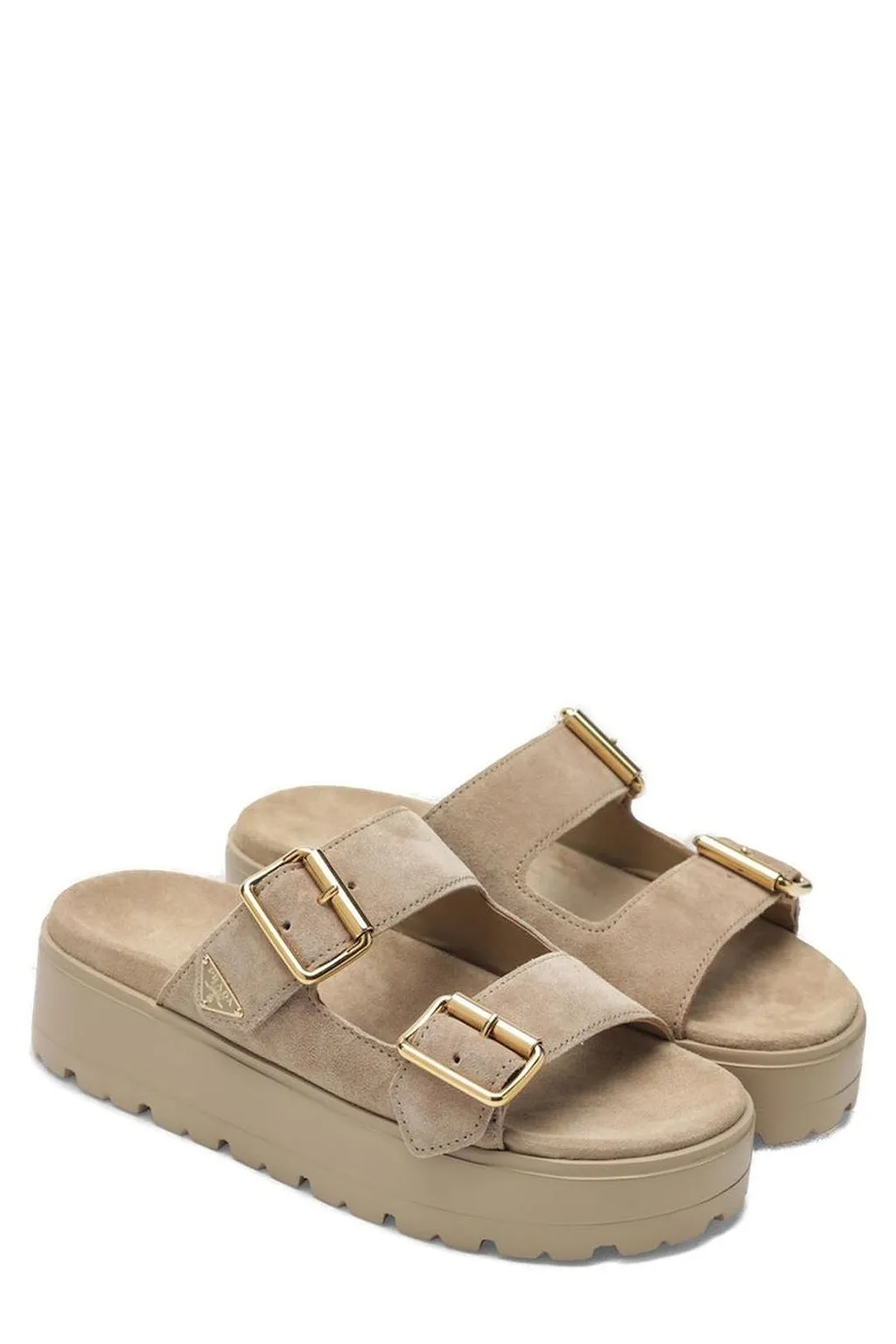 Prada Triangle-Logo Slip-On Sandals