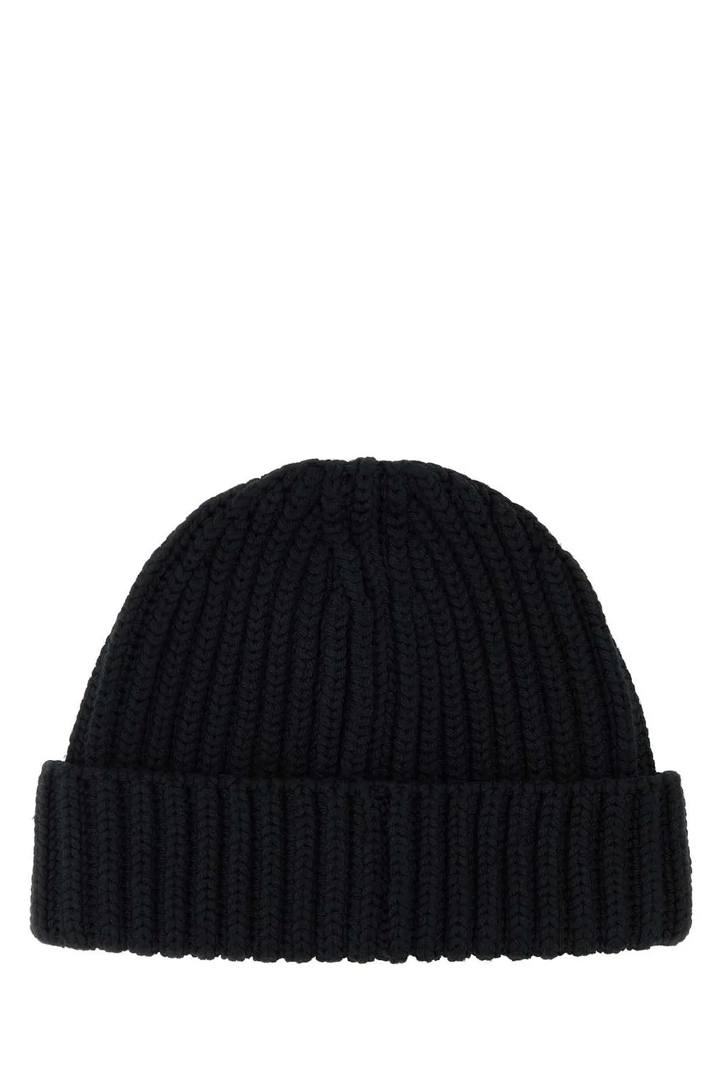 Prada Logo Plaque Ribbed Beanie
