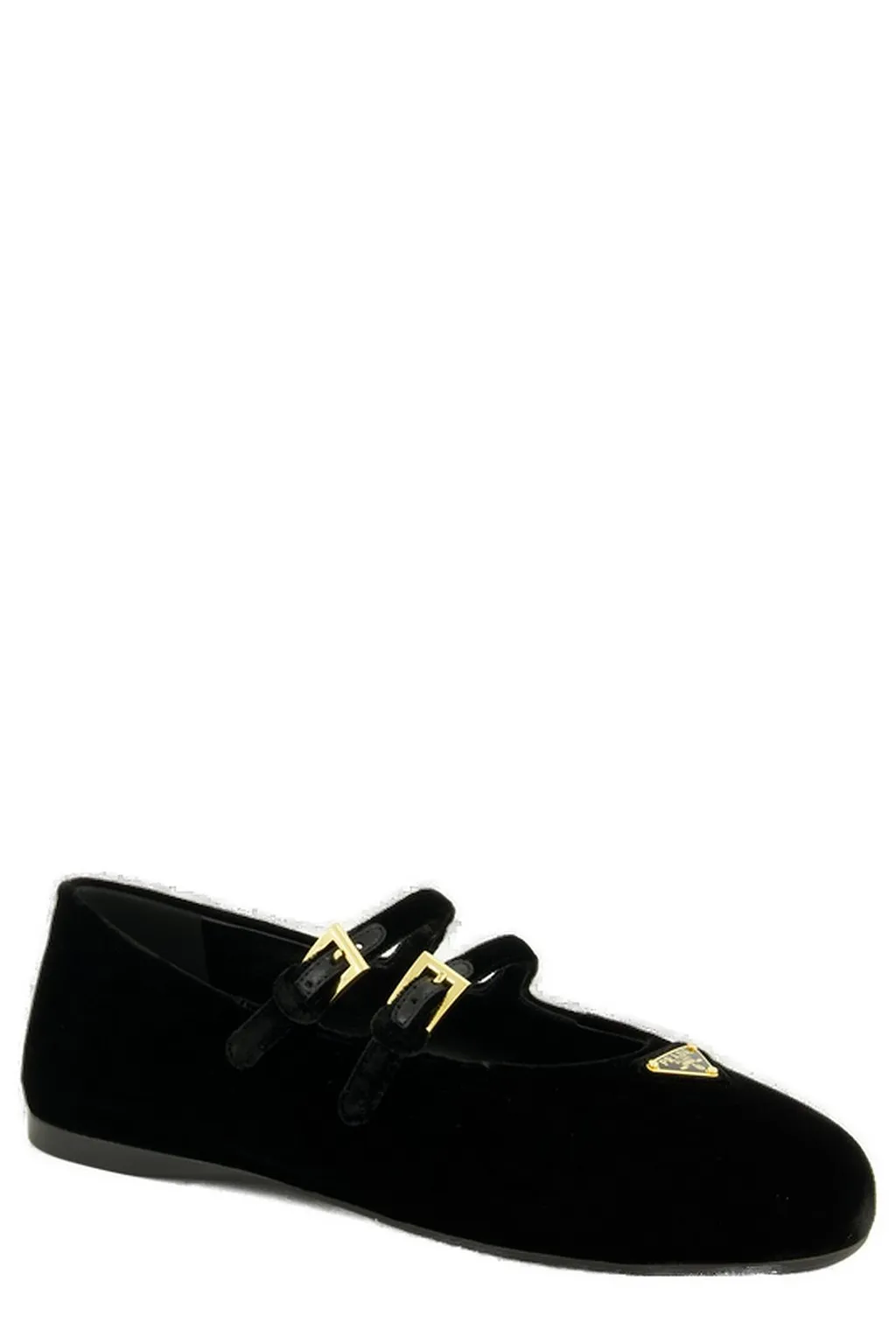 Prada Triangle-Logo Velvet Ballerina Shoes