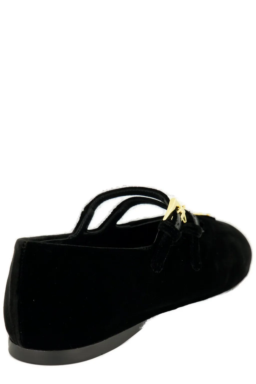 Prada Triangle-Logo Velvet Ballerina Shoes