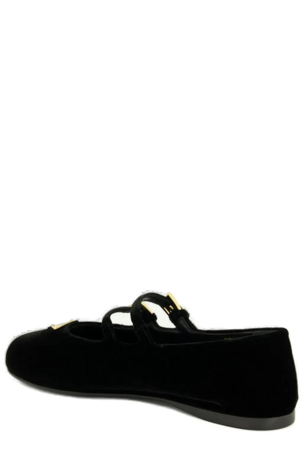 Prada Triangle-Logo Velvet Ballerina Shoes