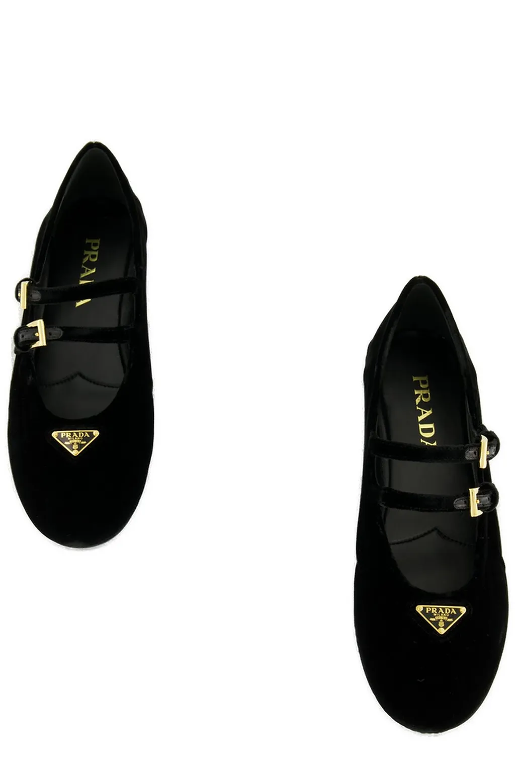 Prada Triangle-Logo Velvet Ballerina Shoes