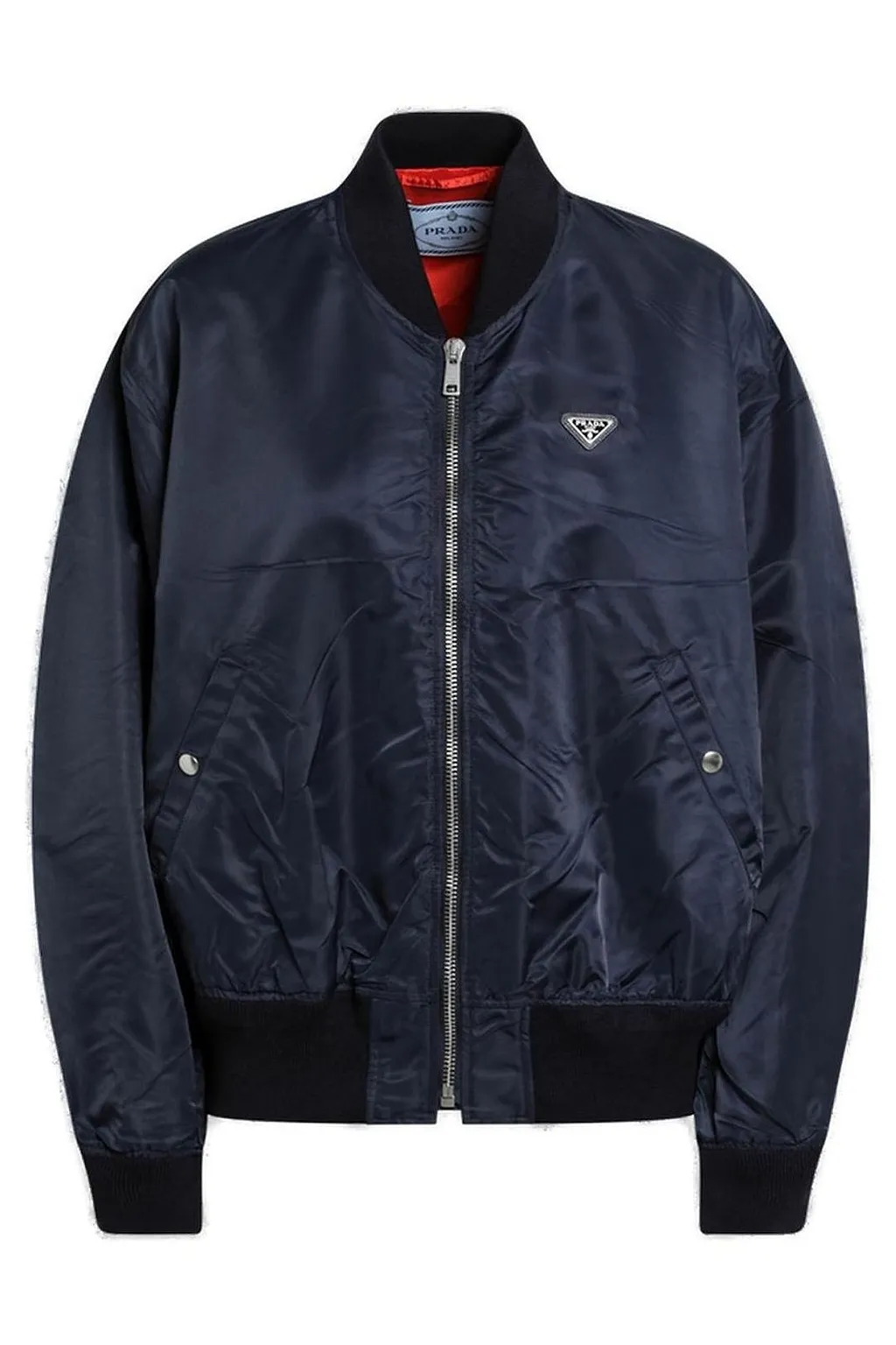 Prada Triangle-Logo Zip-Up Bomber Jacket