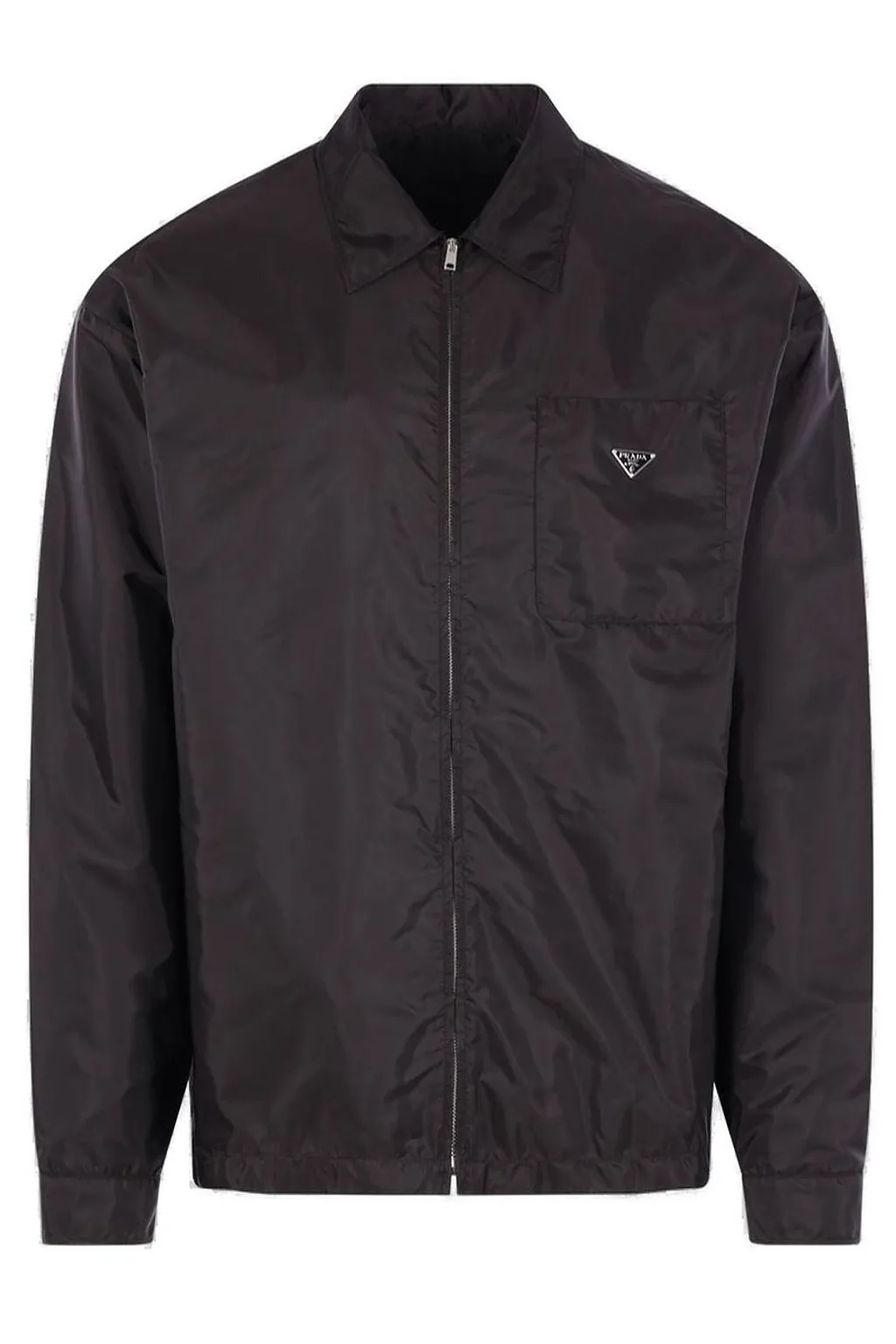 Prada Triangle-Logo Zipped Shirt