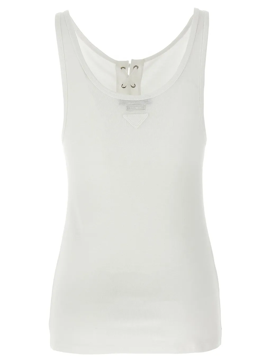 Prada Logo Patch Scoop Neck Tank Top