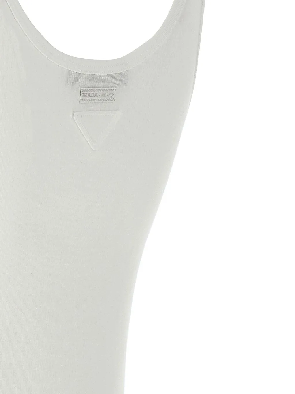 Prada Logo Patch Scoop Neck Tank Top