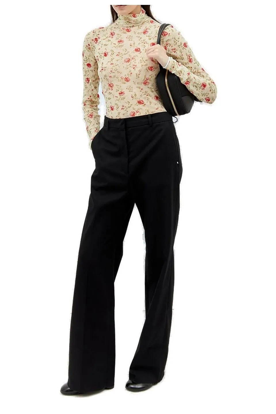 Prada Tulle Neck Long Sleeved Bodysuit