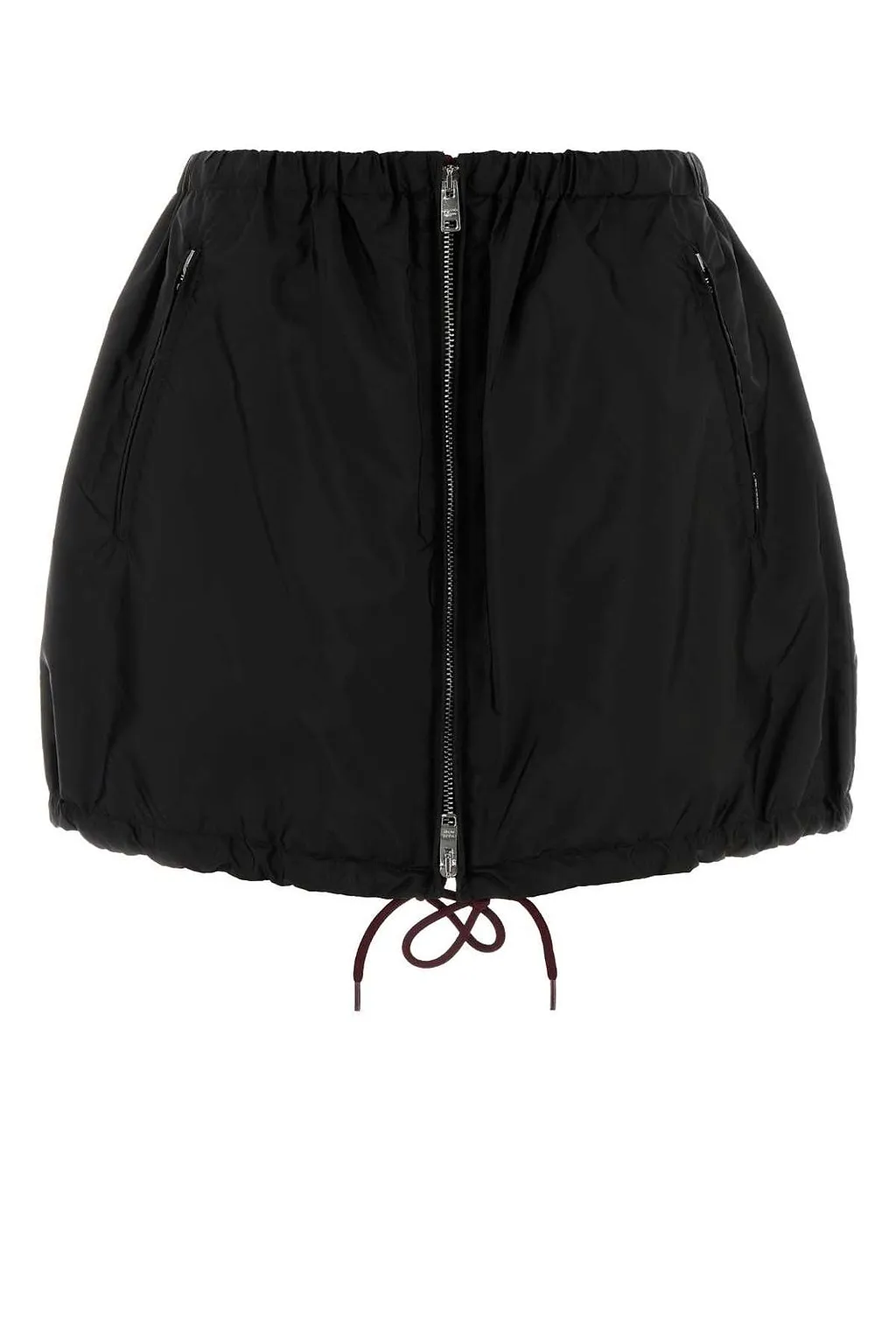 Prada Zip-Front Drawstring Mini Skirt