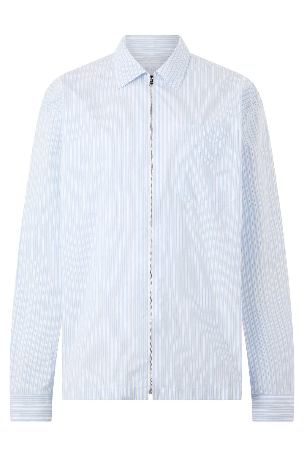 Prada Zip-Up Striped Shirt